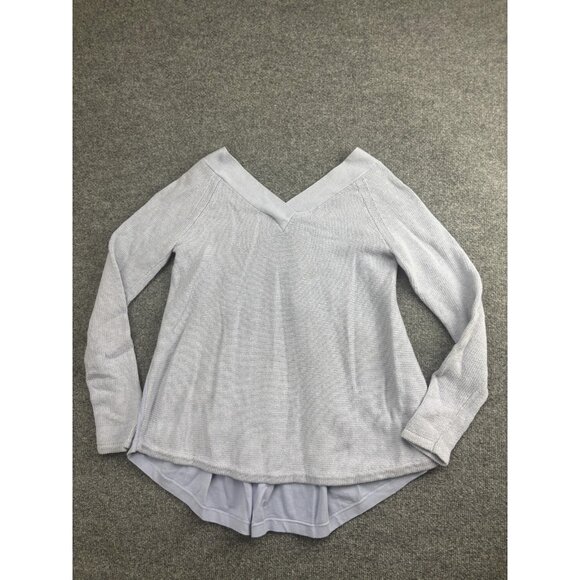 Knitted & Knotted Sweater Womens S Light Blue Mixed Media Pleated Long Sleeve - Picture 1 of 6